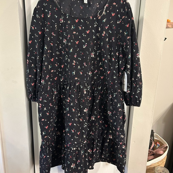 Time and Tru Corduroy Floral Long Sleeve Dress - Picture 2 of 5